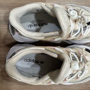 adidas Cream Sneakers with Pink Accents